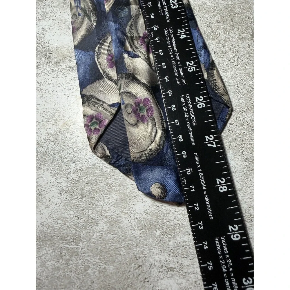 J. GARCIA 100% Silk Tie Mens One Size Blue Floral Jacquard Embroidered Pointed